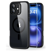 ESR Classic Hybrid Halolock MagSafe Case Set + Tempered Glass for iPhone 16 - Clear with Black Frame