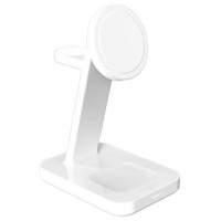 Zagg Mophie Snap+ 3-in-1 Qi2 Wireless Charger Stand for Three Devices Compatible with MagSafe and Qi2 - White