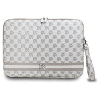 Dkny Sleeve Checkered Pattern Printed Stripes 16" Laptop Case - Beige