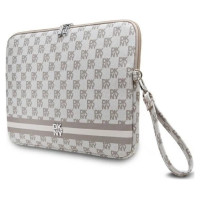 Dkny Sleeve Checkered Pattern Printed Stripes 16" Laptop Case - Beige
