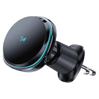 Wozinsky WCT5-Q6S2Y Car Holder with Qi/MagSafe 15W Inductive Charger for Ventilation Grill with Fan - Black