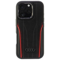 Audi Genuine Leather MagSafe iPhone 16 Pro 6.3" black-red hardcase AU-TPUPCMIP16P-R8/D3-RD