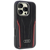 Audi Genuine Leather MagSafe iPhone 16 Pro 6.3" black-red hardcase AU-TPUPCMIP16P-R8/D3-RD