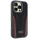 Audi Genuine Leather MagSafe iPhone 16 Pro 6.3" black-red hardcase AU-TPUPCMIP16P-R8/D3-RD