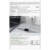 Puro Daily Prolite 45W USB-C USB-A Power Delivery Charger with USB-C Cable - White