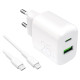 Puro PROLITE 25W USB-A / USB-C wall charger + USB-C - USB-C cable 1.2m - white