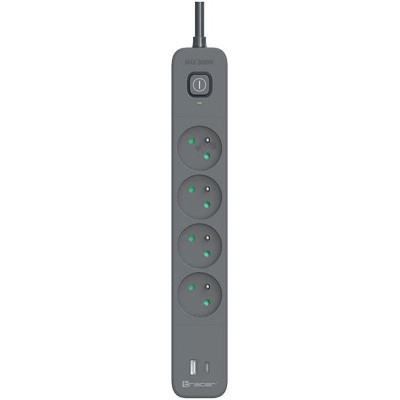 Tracer 47026 Power Line+ 1.5m (4 outlets +1x USB A+ 1x Type C, PD18W)