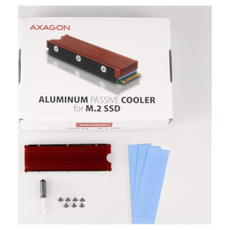 Axagon CLR-M2 passive - M.2 SSD, 80mm SSD, ALU body, silicone thermal pads