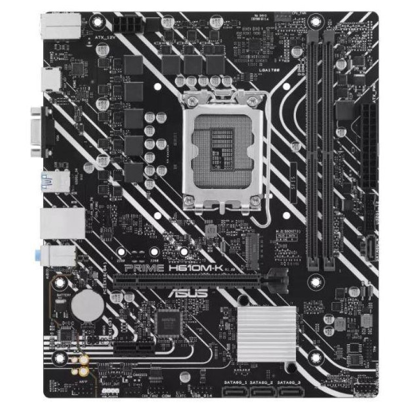 Asus Mainboard|ASUS|Intel H610|LGA1700|Micro-ATX|Memory DDR5|Memory slots 2|1xPCI-Express 3.0 1x|1xPCI-Express 4.0 16x|1xM.2|1x15pin D-sub|1xHDMI|4xUSB 2.0|2xUSB 3.2|1xPS/2|1xRJ45|3xAudio port|PRIMEH610M-K