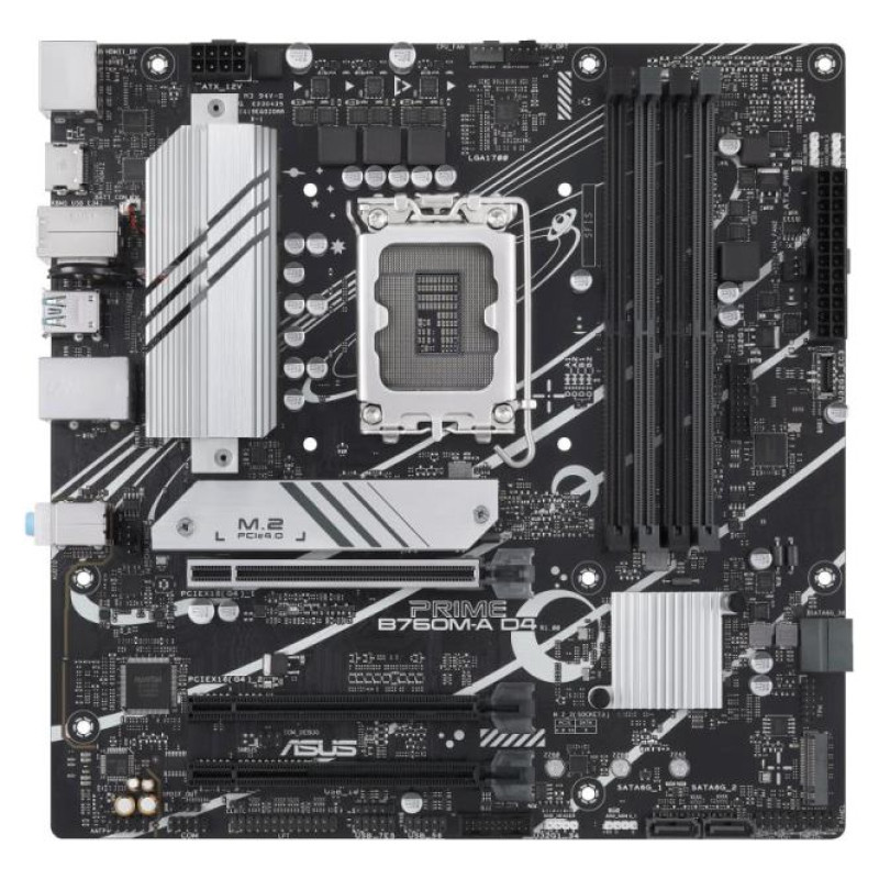 Asus Mainboard|ASUS|Intel B760 Express|LGA1700|Micro-ATX|Memory DDR4|Memory slots 4|1xPCI-Express 4.0 16x|2xM.2|1xHDMI|1xDisplayPort|4xUSB 2.0|2xUSB 3.2|1xPS/2|1xRJ45|3xAudio port|PRIMEB760M-AD4-CSM