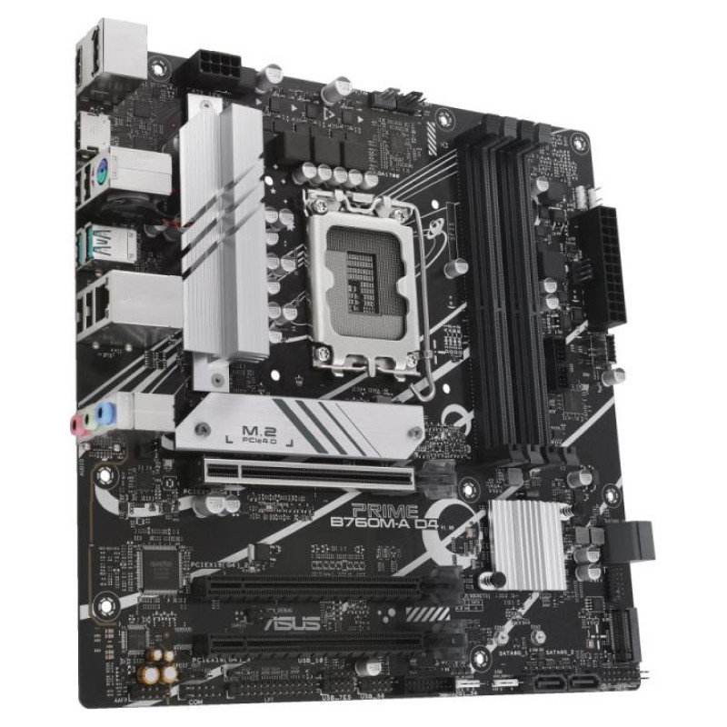 Asus Mainboard|ASUS|Intel B760 Express|LGA1700|Micro-ATX|Memory DDR4|Memory slots 4|1xPCI-Express 4.0 16x|2xM.2|1xHDMI|1xDisplayPort|4xUSB 2.0|2xUSB 3.2|1xPS/2|1xRJ45|3xAudio port|PRIMEB760M-AD4-CSM