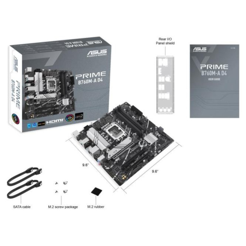 Asus Mainboard|ASUS|Intel B760 Express|LGA1700|Micro-ATX|Memory DDR4|Memory slots 4|1xPCI-Express 4.0 16x|2xM.2|1xHDMI|1xDisplayPort|4xUSB 2.0|2xUSB 3.2|1xPS/2|1xRJ45|3xAudio port|PRIMEB760M-AD4-CSM