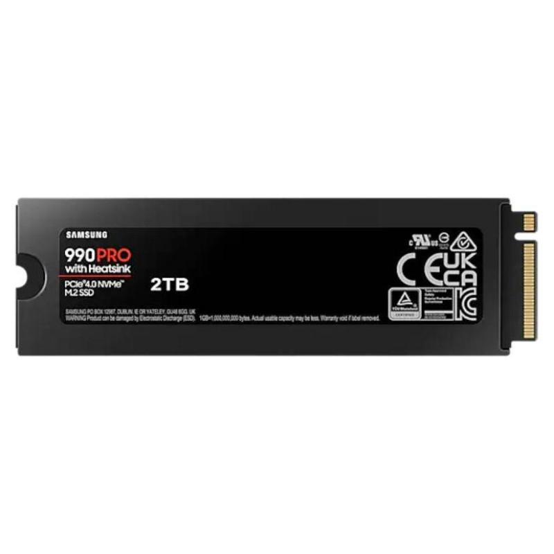 Samsung SSD|SAMSUNG|990 PRO with Heatsink|2TB|M.2|PCIE|NVMe|MLC|Write speed 6900 MBytes/sec|Read speed 7450 MBytes/sec|2.3mm|TBW 1200 TB|MTBF 1500000 hours|MZ-V9P2T0CW