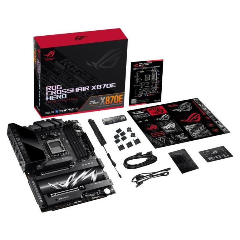 Asus Mainboard|ASUS|AMD X870E|SAM5|ATX|Memory DDR5|Memory slots 4|2xPCI-Express 4.0 16x|2xPCI-Express 5.0 16x|4xM.2|1xHDMI|1xAudio-In|1xAudio-Out|6xUSB 3.2|2xUSB-C|2xUSB4|1xOptical S/PDIF|1xRJ45|ROGCROSSHAIRX870EHERO