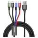 Baseus cable USB 4in1 Lightning / 2x USB Type C / micro USB cable in nylon braid 3.5A 1.2m black (CA1T4-B01)