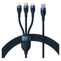 Baseus Flash Series II cable USB Type C / USB Type A - USB Type C / Lightning / micro USB 100 W 1.5 m blue (CASS030203)