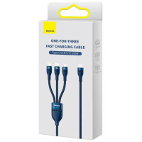 Baseus Flash Series II cable USB Type C / USB Type A - USB Type C / Lightning / micro USB 100 W 1.5 m blue (CASS030203)
