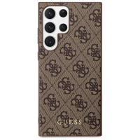 Guess GUHCS23LG4GFBR S23 Ultra S918 brown/brown hard case 4G Metal Gold Logo