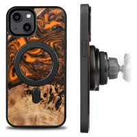Bewood Wood and resin case for iPhone 15 MagSafe Bewood Unique Orange - orange and black
