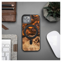 Bewood Wood and resin case for iPhone 15 MagSafe Bewood Unique Orange - orange and black