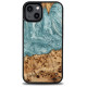Bewood Wood and resin case for iPhone 15 Plus Bewood Unique Uranus - blue and white