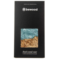 Bewood Wood and resin case for iPhone 15 Plus Bewood Unique Uranus - blue and white