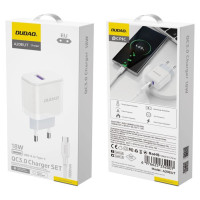 Dudao A20EU USB-A 18W network charger - white + USB-A - USB-C cable