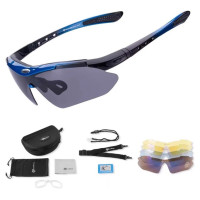 Rockbros 10007 polarizing cycling glasses - black and blue