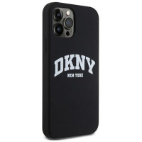Dkny Liquid Silicone White Printed Logo MagSafe Case for iPhone 12/12 Pro - Black
