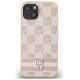 Dkny Leather Checkered Mono Pattern & Printed Stripes Case for iPhone 15 Plus / 14 Plus - Pink