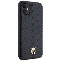 Dkny Leather Monogram Pattern Metal Logo MagSafe Case for iPhone 11 / Xr - Black