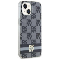 Dkny IML Checkered Mono Pattern & Printed Stripes MagSafe Case for iPhone 15 Plus / 14 Plus - Black