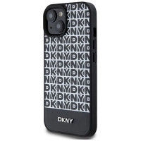 Dkny Leather Printed Pattern Metal Logo MagSafe Case for iPhone 15/14/13 - Black