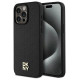 Dkny Leather Monogram Pattern Metal Logo MagSafe Case for iPhone 15 Pro Max - Black