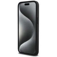 Dkny Leather Monogram Pattern Metal Logo MagSafe Case for iPhone 15 Pro Max - Black