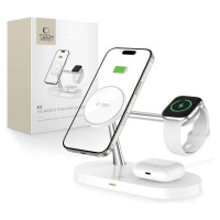 Tech-Protect A12 3in1 MagSafe Inductive Charger for Smartphone/Headphones/Smartwatch - White