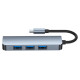 Tech-Protect HUB Tech-Protect V1 4in1 USB-C - 3x USB-A 2.0 / USB-A 3.0 - gray