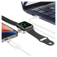 Tech-Protect UltraBoost 2in1 Magnetic Charger with USB-C / Lightning Cables for Apple Watch 1.5m - White