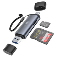 Tech-Protect UltraBoost SD/micro SD card reader with USB-C/USB-A connectors - gray