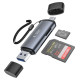Tech-Protect UltraBoost SD/micro SD card reader with USB-C/USB-A connectors - gray