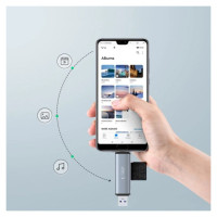 Tech-Protect UltraBoost SD/micro SD card reader with USB-C/USB-A connectors - gray