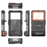 Tech-Protect Waterproof Case IPX8 for 4.7-6.7" Smartphones - Black and Orange