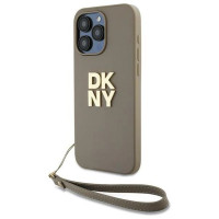 Dkny Wrist Strap Stock Logo case for iPhone 15 Pro Max - beige