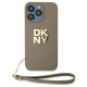Dkny Wrist Strap Stock Logo case for iPhone 15 Pro Max - beige