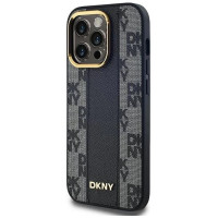 Dkny Leather Checkered Mono Pattern MagSafe Case for iPhone 13 Pro Max - Black