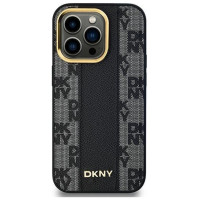Dkny Leather Checkered Mono Pattern MagSafe Case for iPhone 14 Pro Max - Black