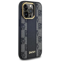 Dkny Leather Checkered Mono Pattern MagSafe Case for iPhone 14 Pro Max - Black