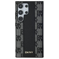 Dkny Leather Checkered Mono Pattern MagSafe Case for Samsung Galaxy S24 Ultra - Black