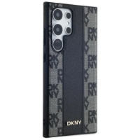 Dkny Leather Checkered Mono Pattern MagSafe Case for Samsung Galaxy S24 Ultra - Black