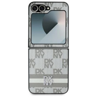 Dkny Checkered Pattern Printed Stripes Case for Samsung Galaxy Z Flip 6 - Beige